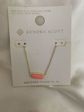 Kendra Scott Gold Necklace with Coral Stone